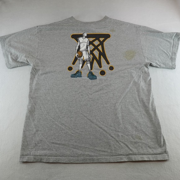 Adidas Shirt Mens XL Gray Basketball Logo Graphic Y2K 00s Flaws - Picture 10 of 14